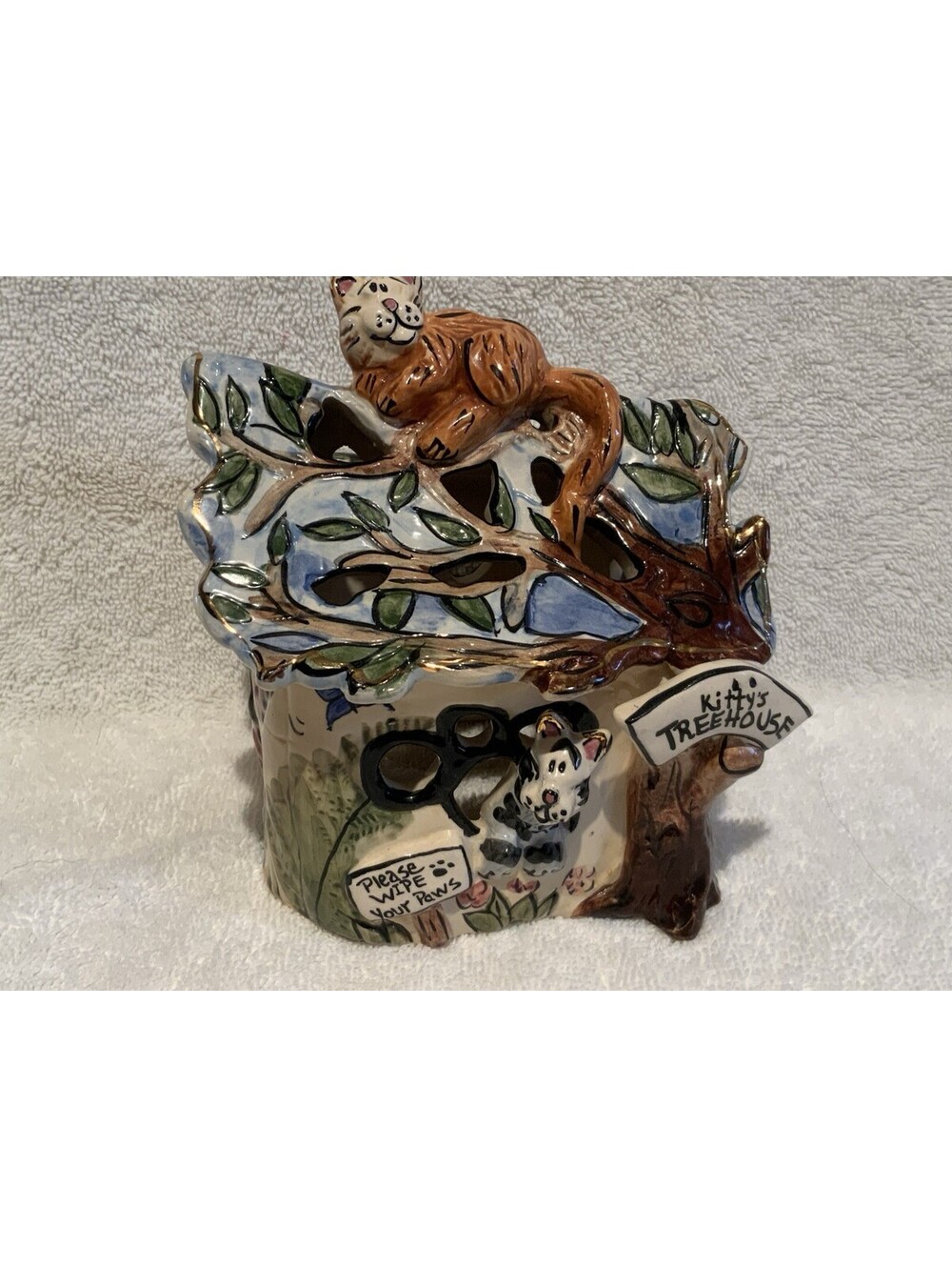 Vintage 2002 Blue Sky Clayworks Tea Light House Designed by Heather Goldminc